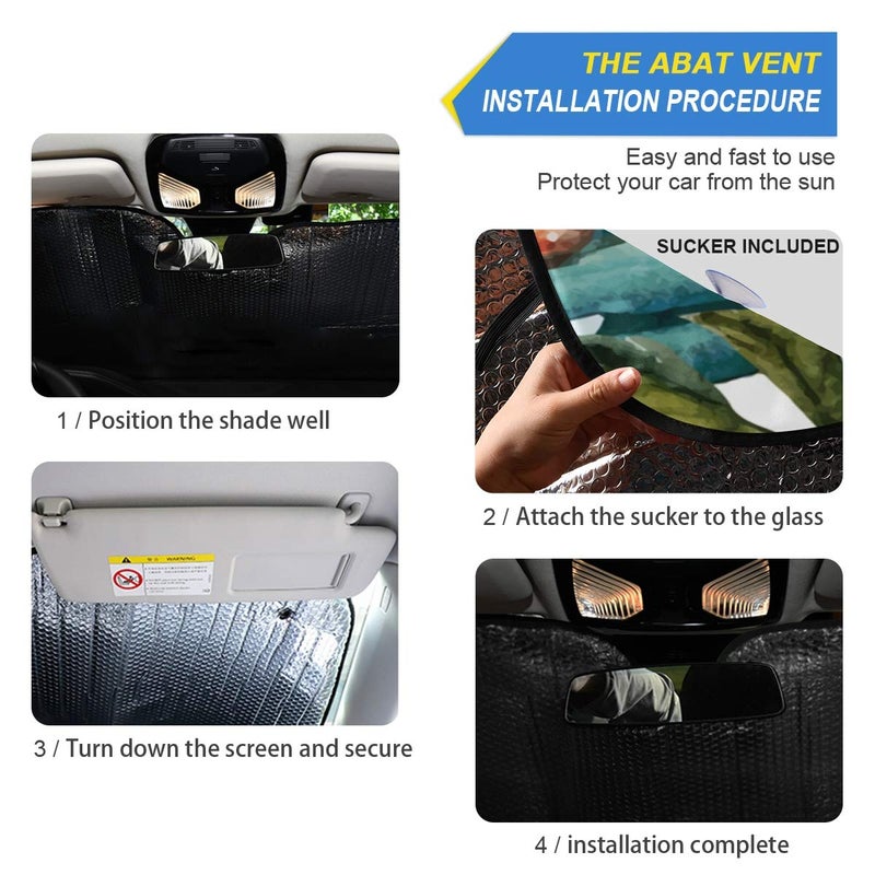 YYZZH Cactus Floral Car Windshield Sun Shade Block UV Rays Sun Visor Protector Accordion Folding Sunshade Keep Vehicle Cool and Damage Free, Easy to Use, Fits Windshields of Various Sizes - Image 2